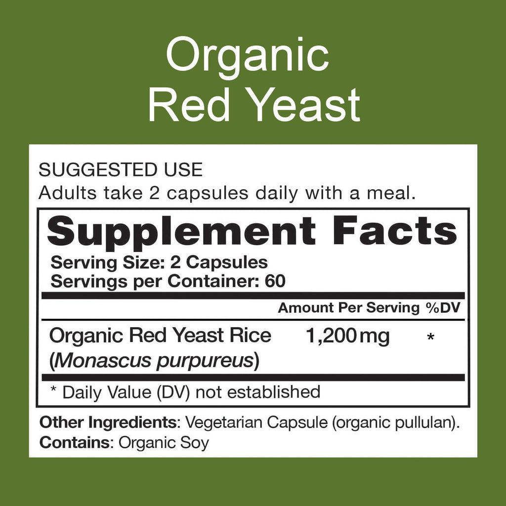 Organic Red Yeast Rice Supplement, 120 Capsules N3314