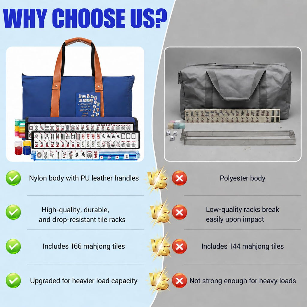 Mahjong Game Set with Racks, 166 Tiles & Bag Z4027