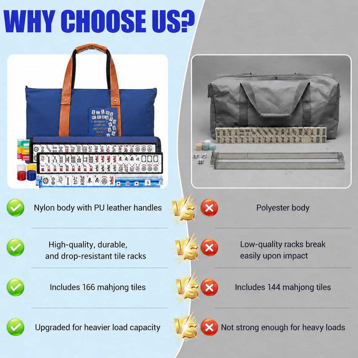 Mahjong Game Set with Racks, 166 Tiles & Bag Z4027