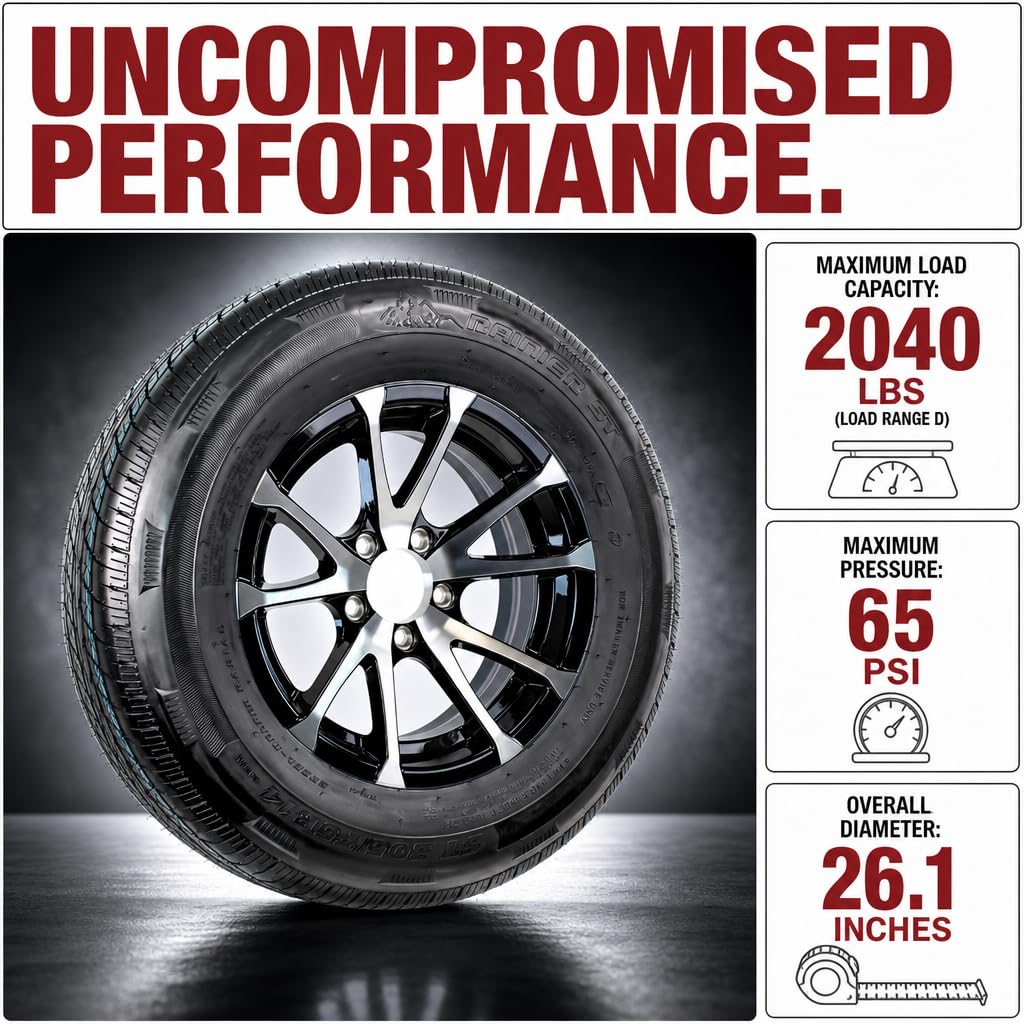 2-Pack Trailer Tire Rim Assembly 4.80-12 12 5 Lug Silver O9435
