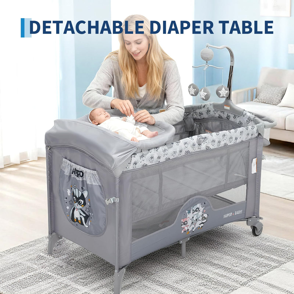 4 in 1 Baby Bassinet Bedside Sleeper Pack and Play with Changing Table N82752