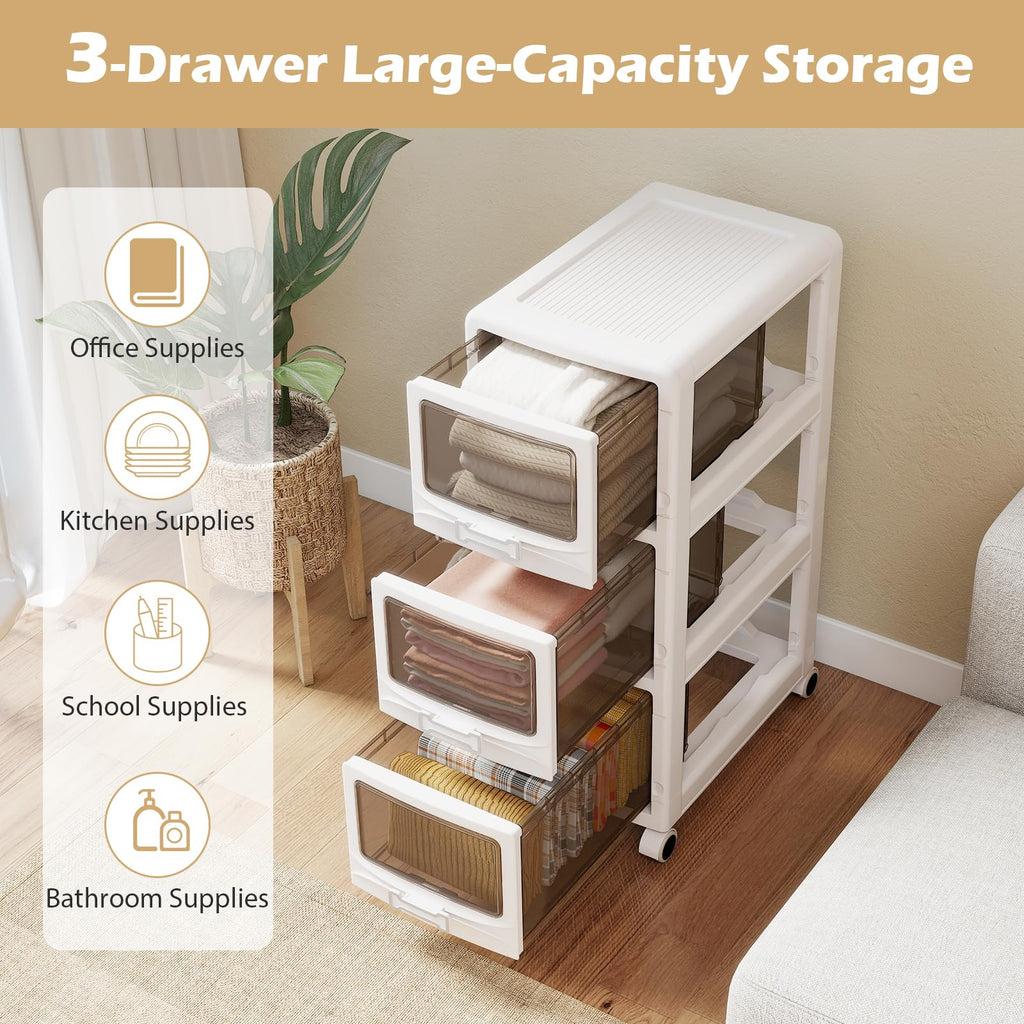 3 Tier Rolling Storage Cart with Drawers U13694