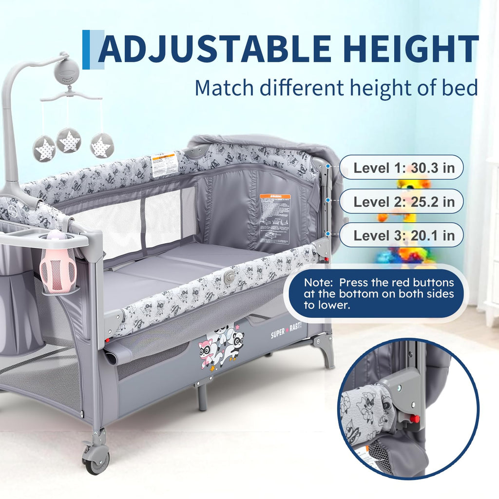 4 in 1 Baby Bassinet Bedside Sleeper Pack and Play with Changing Table N82752