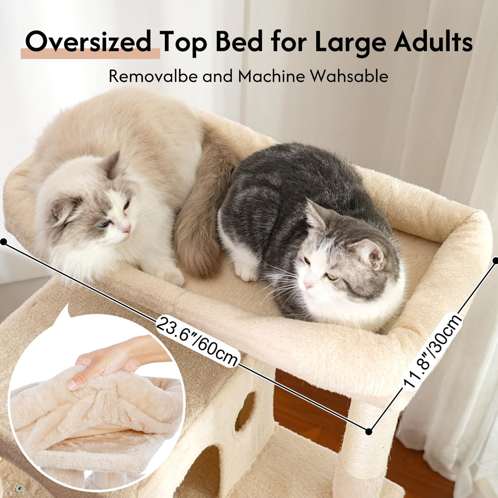 Beige Cat Tree with Hammock and Bed F45506