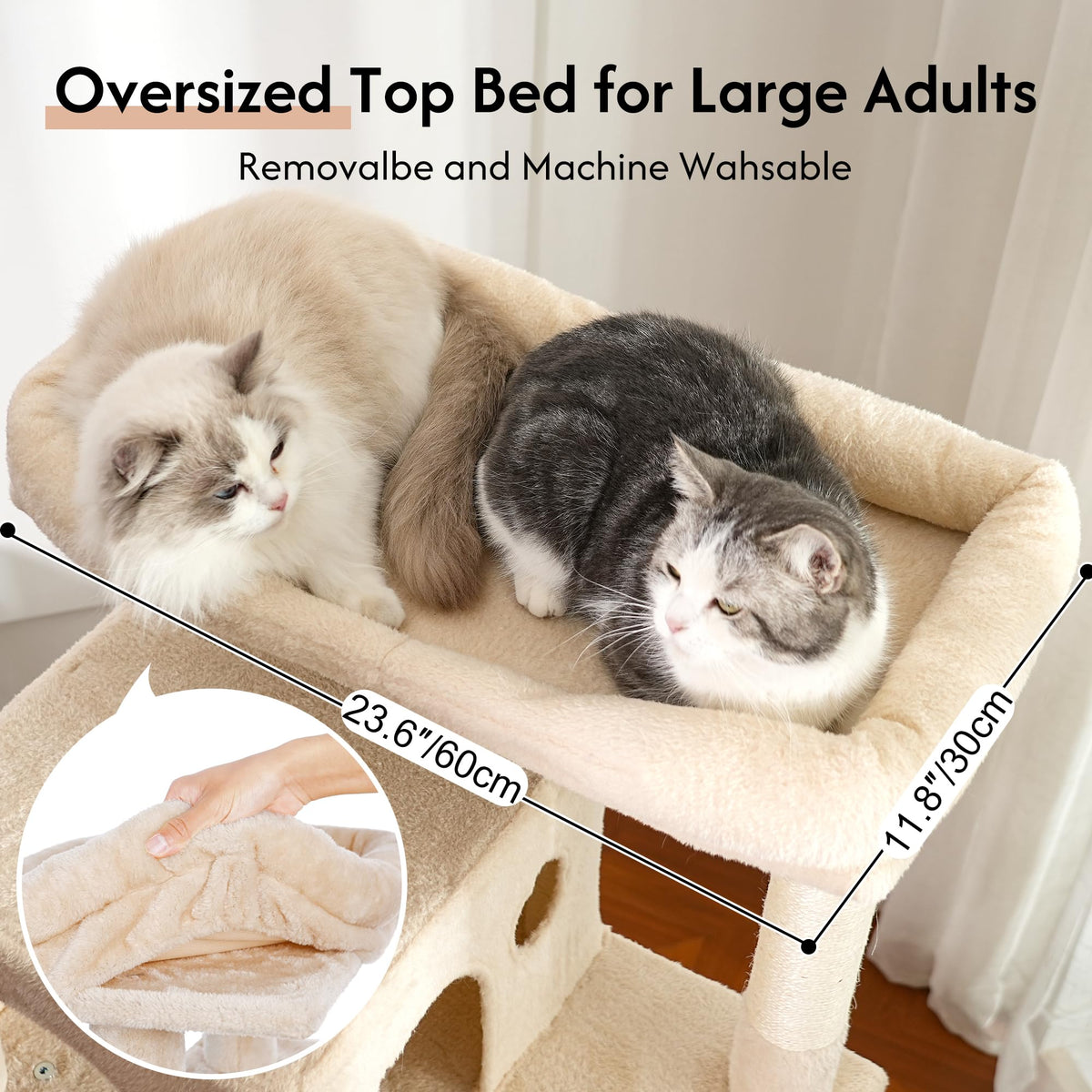 Beige Cat Tree with Hammock and Bed F45506