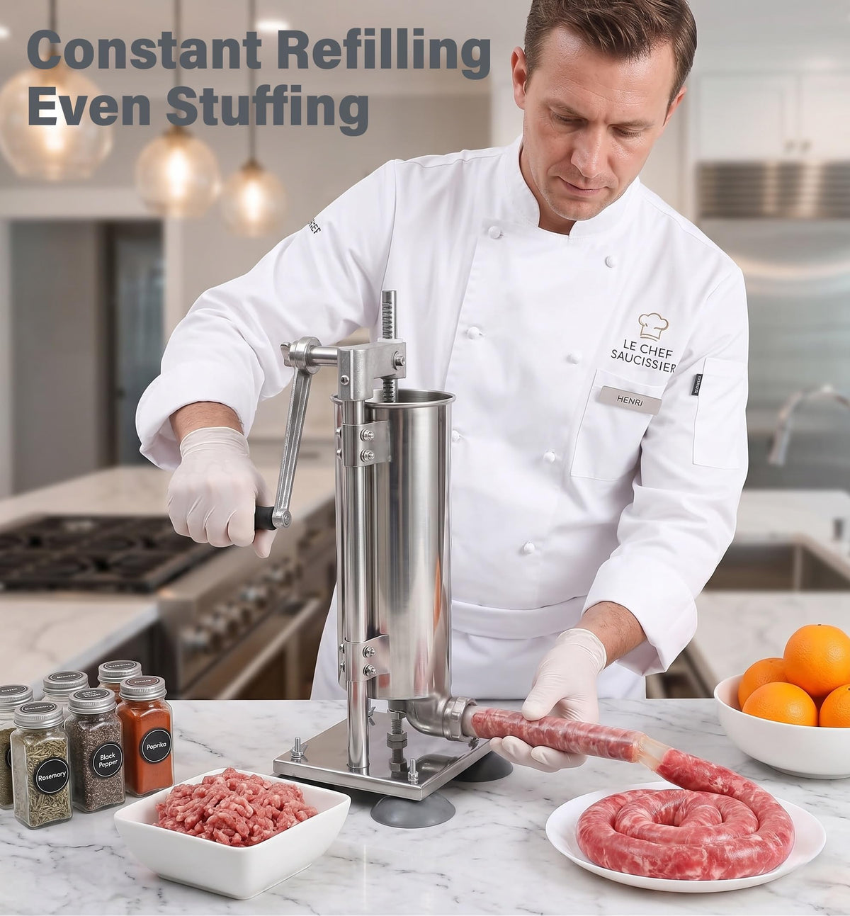 3L Manual Sausage Stuffer Machine 304 Stainless Steel W8444