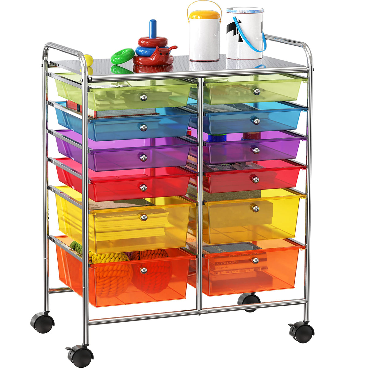 12 Drawers Rolling Utility Cart Organizer D750