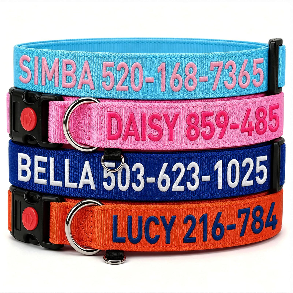 Custom Embroidered Dog Collar with Name and Number Q55372