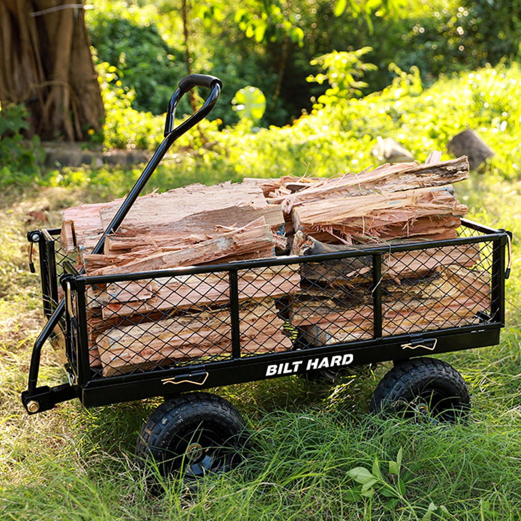 10" Steel Garden Cart with Rotating Handle and Removable Sides, 4 Cu.Ft, Black N92764