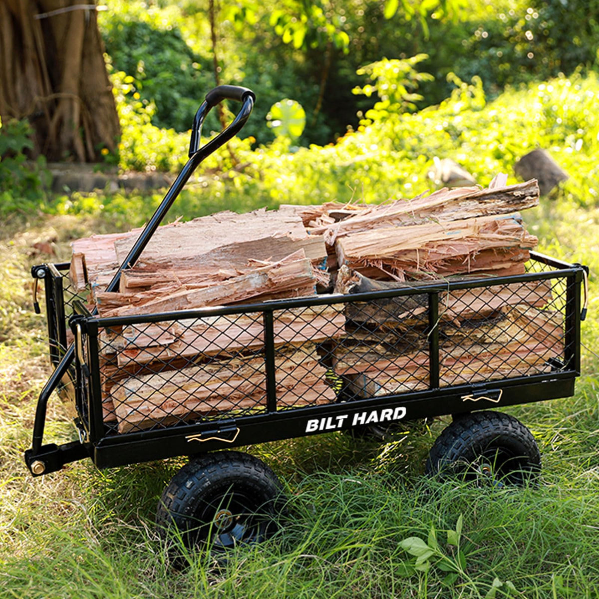 10" Steel Garden Cart with Rotating Handle and Removable Sides, 4 Cu.Ft, Black N92764