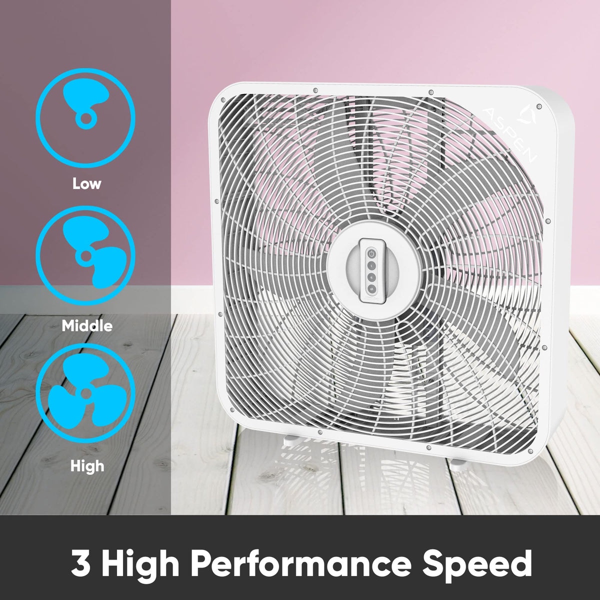 20 Inch 3 Speed Quiet Box Fan with Remote Control R3217