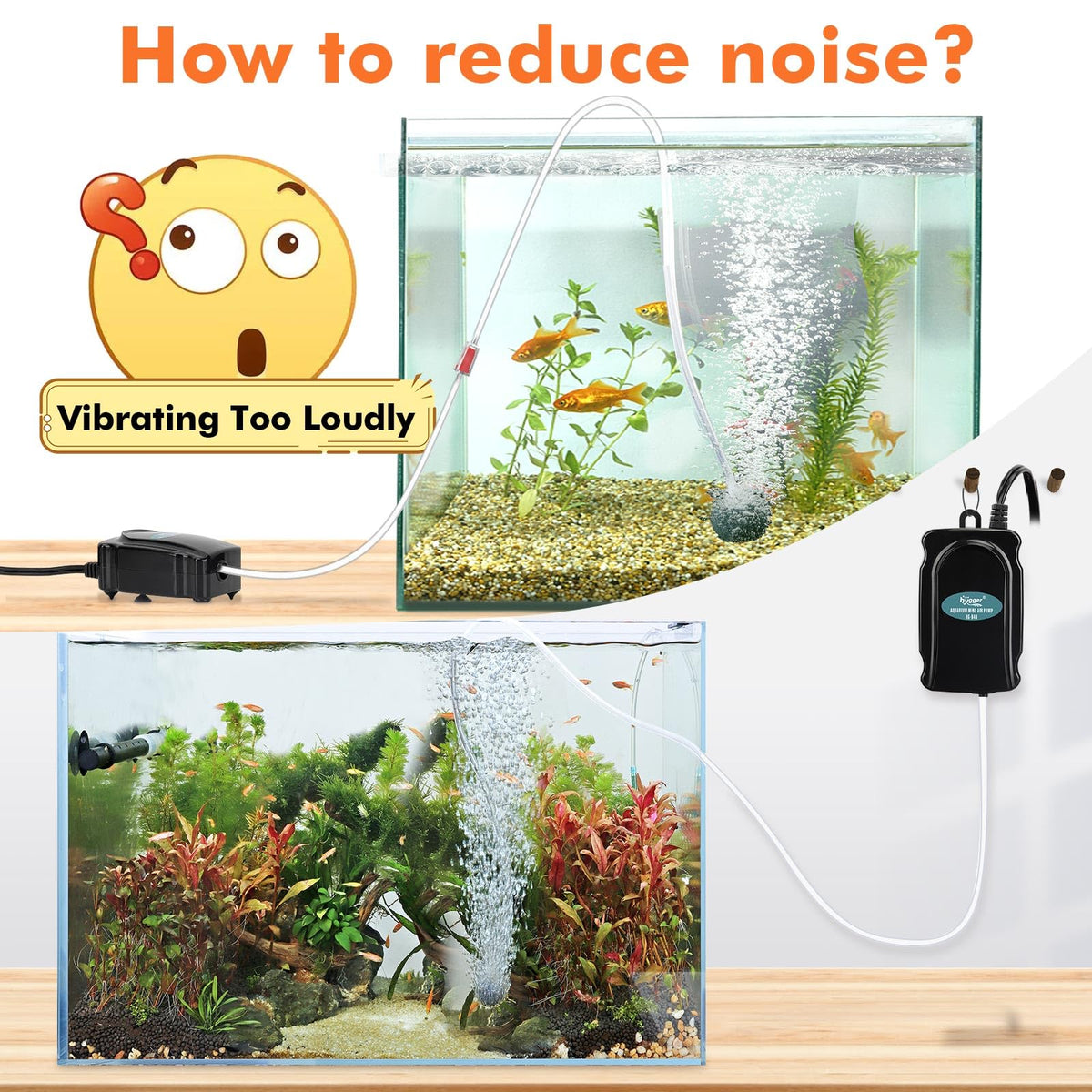 Mini Aquarium Air Pump Kit 1W for 2-20 Gallon Fish Tank with Air Tube Q717443