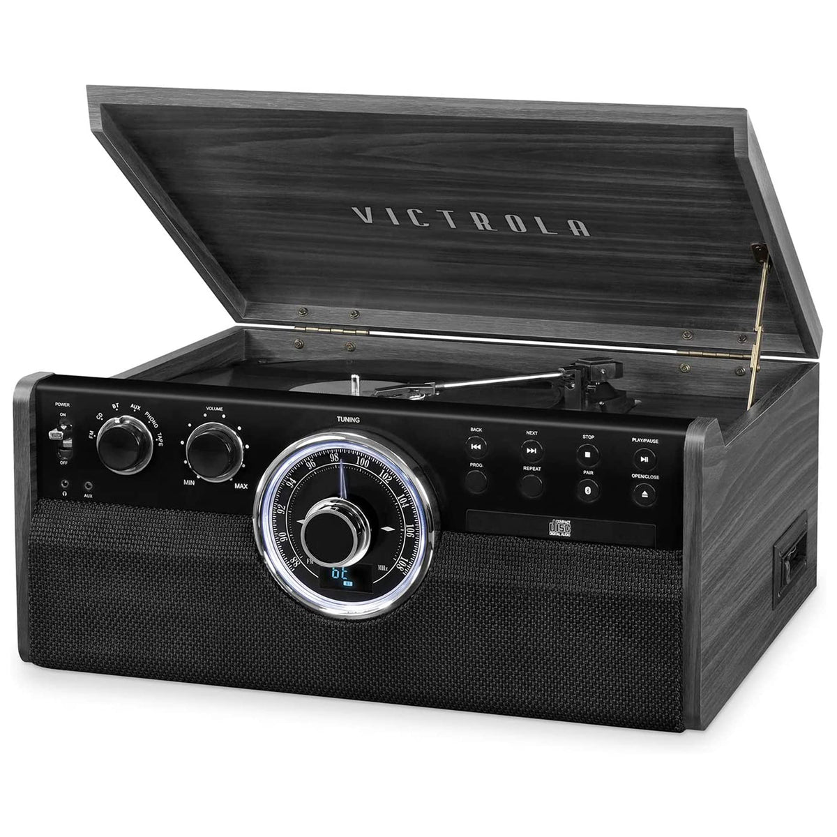 Black 6-in-1 Bluetooth Record Player with Stand O4323