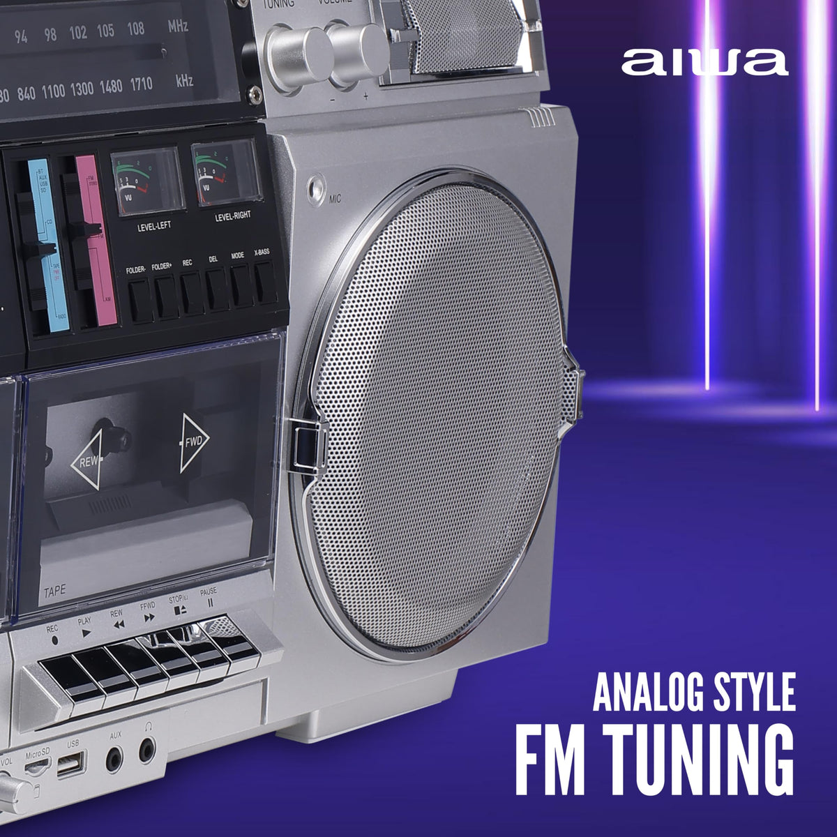 Retro Boombox CD Player with Cassette Recording, Bluetooth, FM/AM Radio, USB/SD/AUX Inputs, Dual 40W Speakers A5756