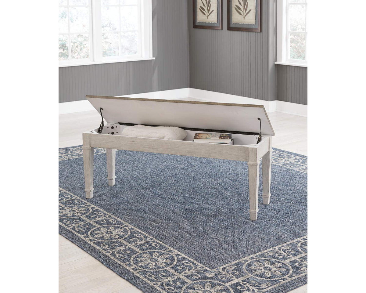 White Light Brown Wood Storage Bench X907602