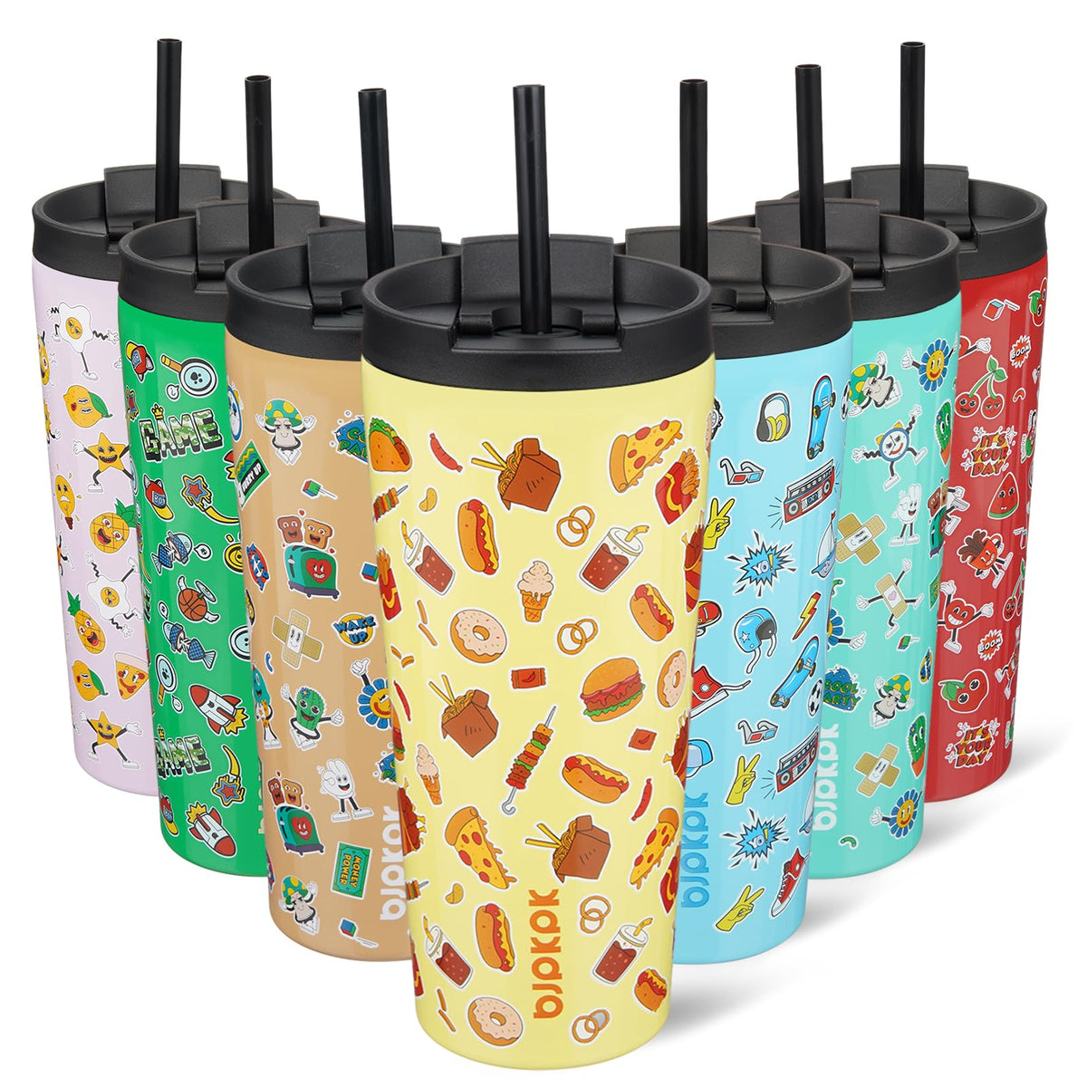 22 oz Insulated Stainless Steel Tumbler with Straw D728