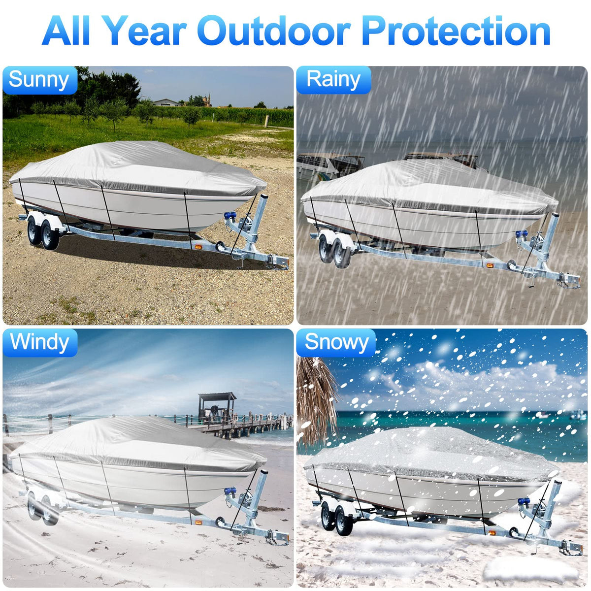 14-16 Ft Trailerable Waterproof Boat Cover X3351