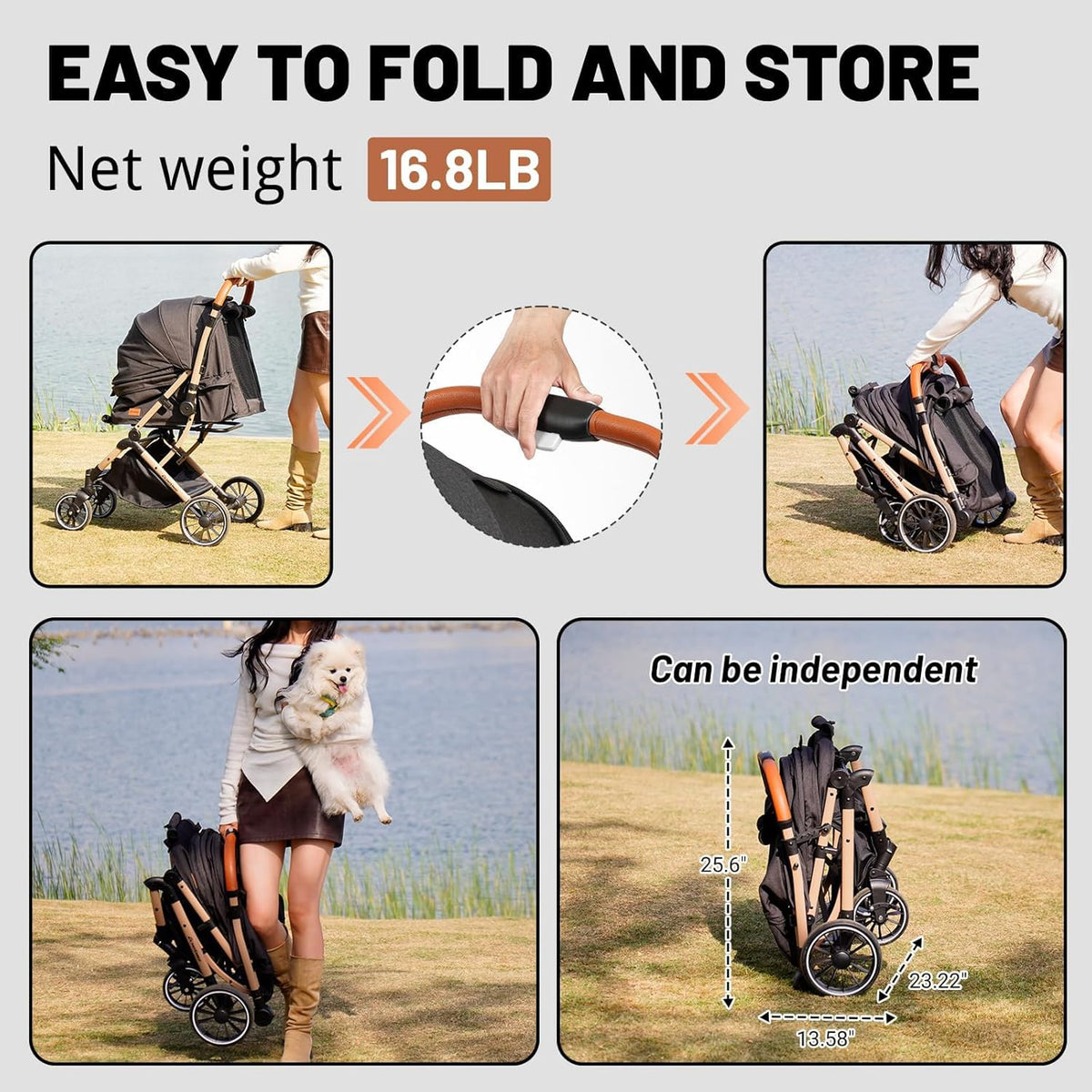 4-Wheel Pet Stroller with Reversible Handle M532