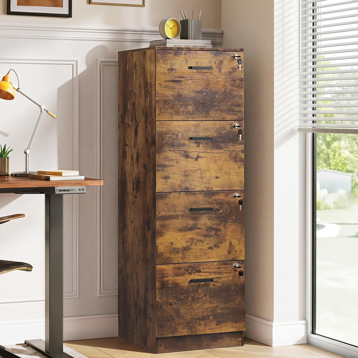 4 Drawer Wood File Cabinet Z653268