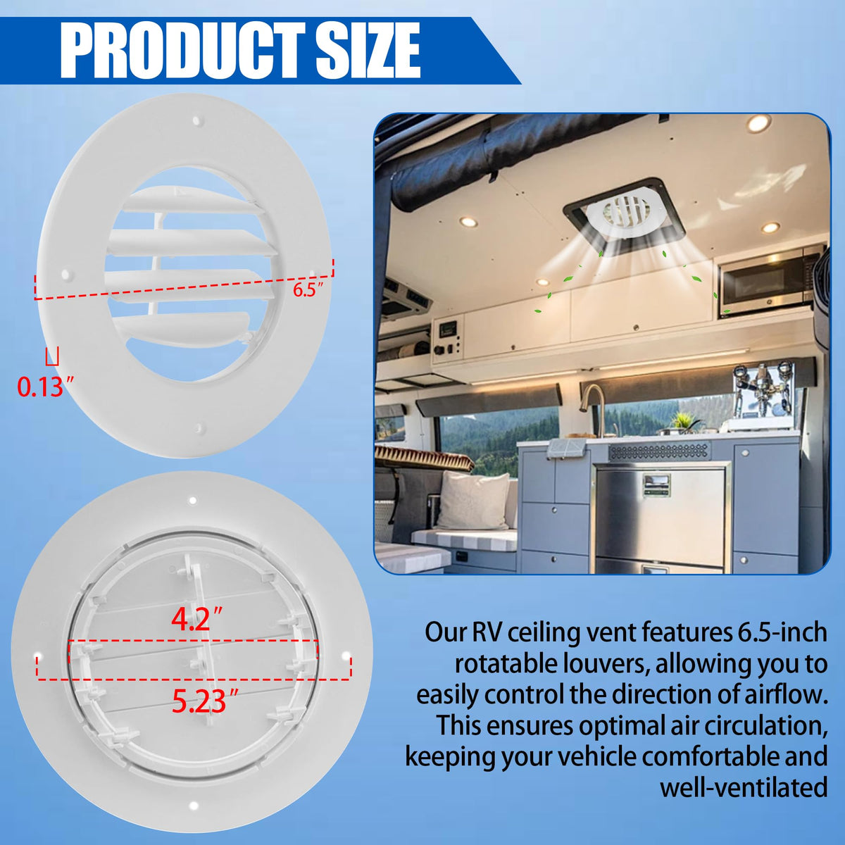 6.5" White RV Ceiling Vent Covers 5-Pack A134