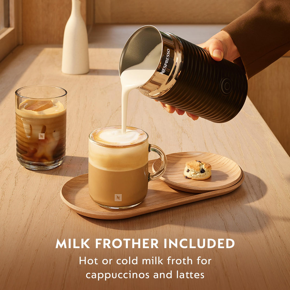 Ink Black Coffee and Espresso Maker with Milk Frother B519