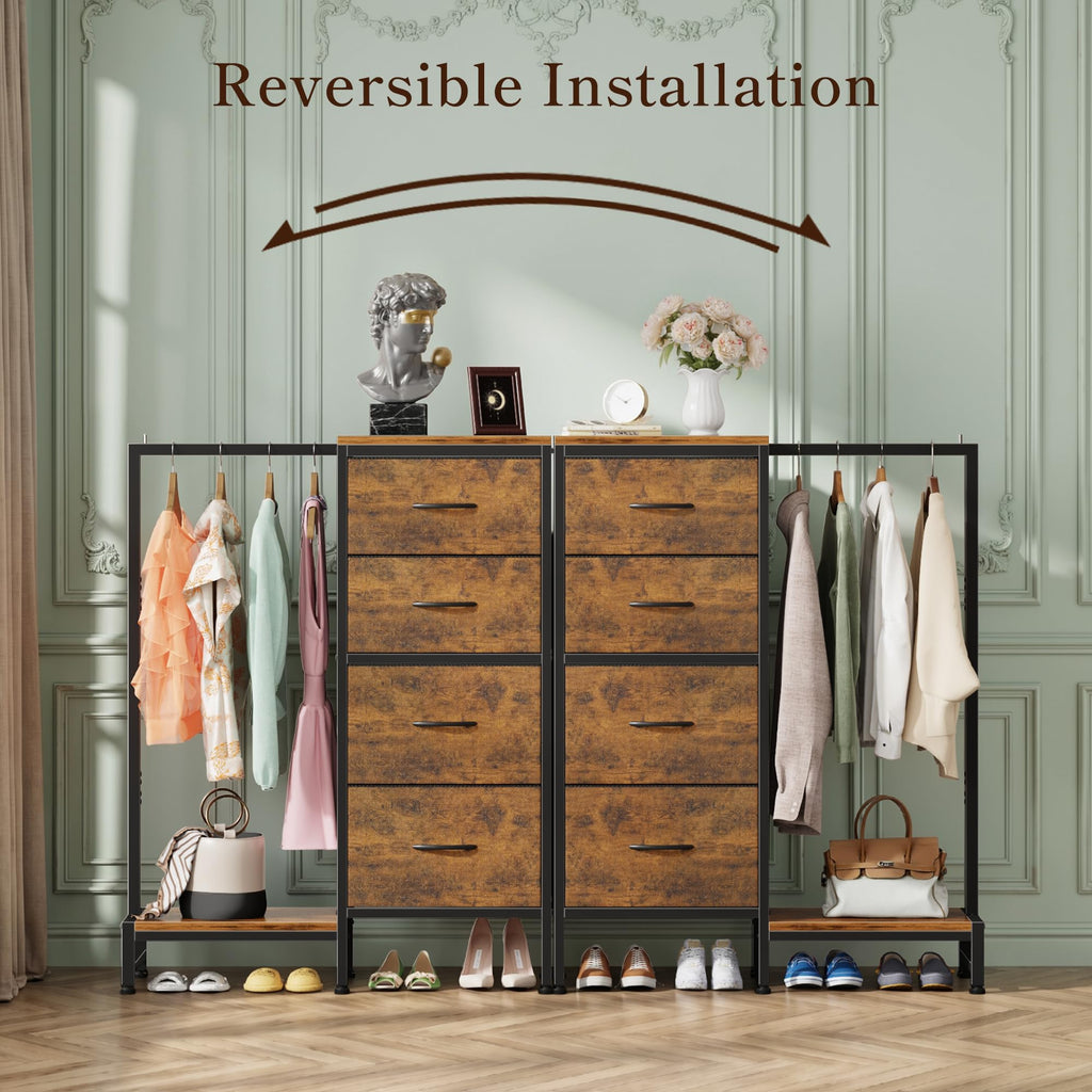 Tall Dresser with Hanging Rack, 4 Drawers O920