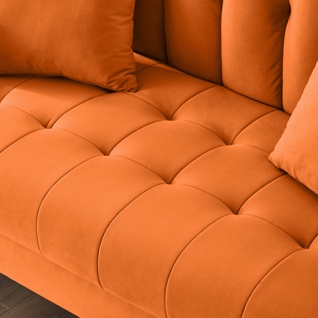 Orange Velvet Tufted Loveseat Sofa X27810