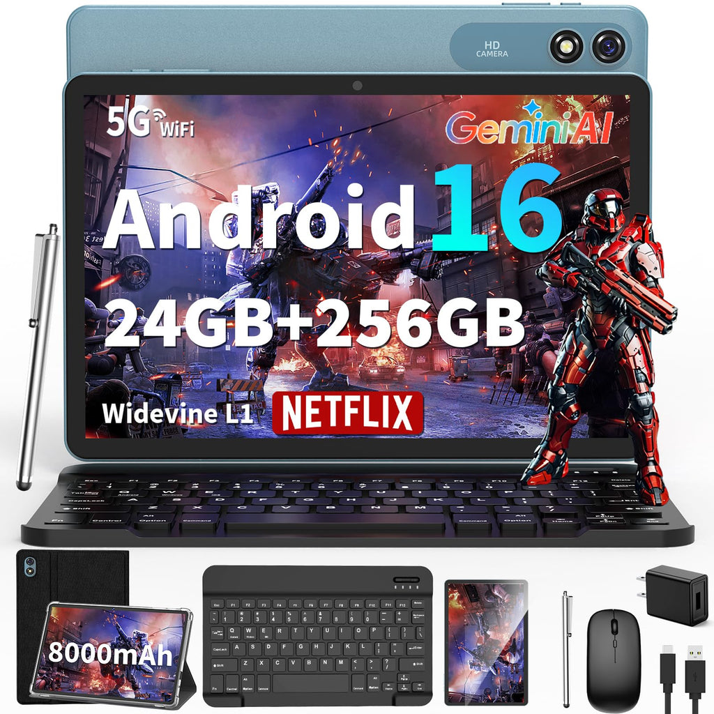 Android 16 Tablet 10 inch 32GB 256GB 2TB Expand Black S7634