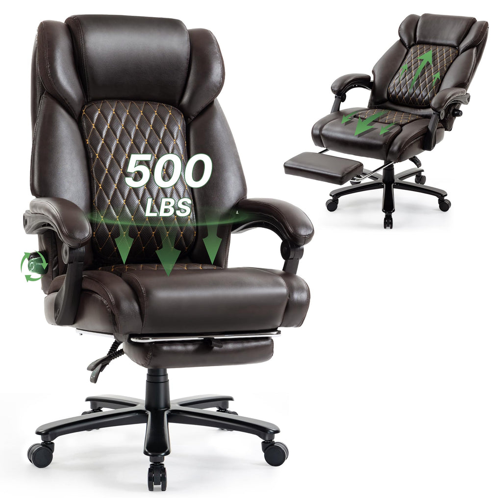 Brown Reclining Executive Office Chair with Footrest R360966