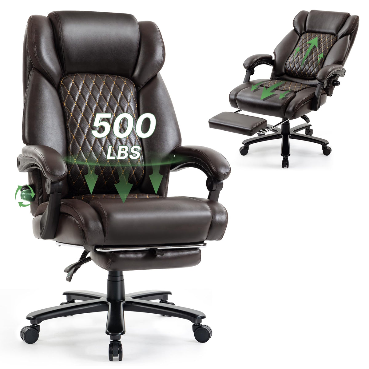 Brown Reclining Executive Office Chair with Footrest R360966