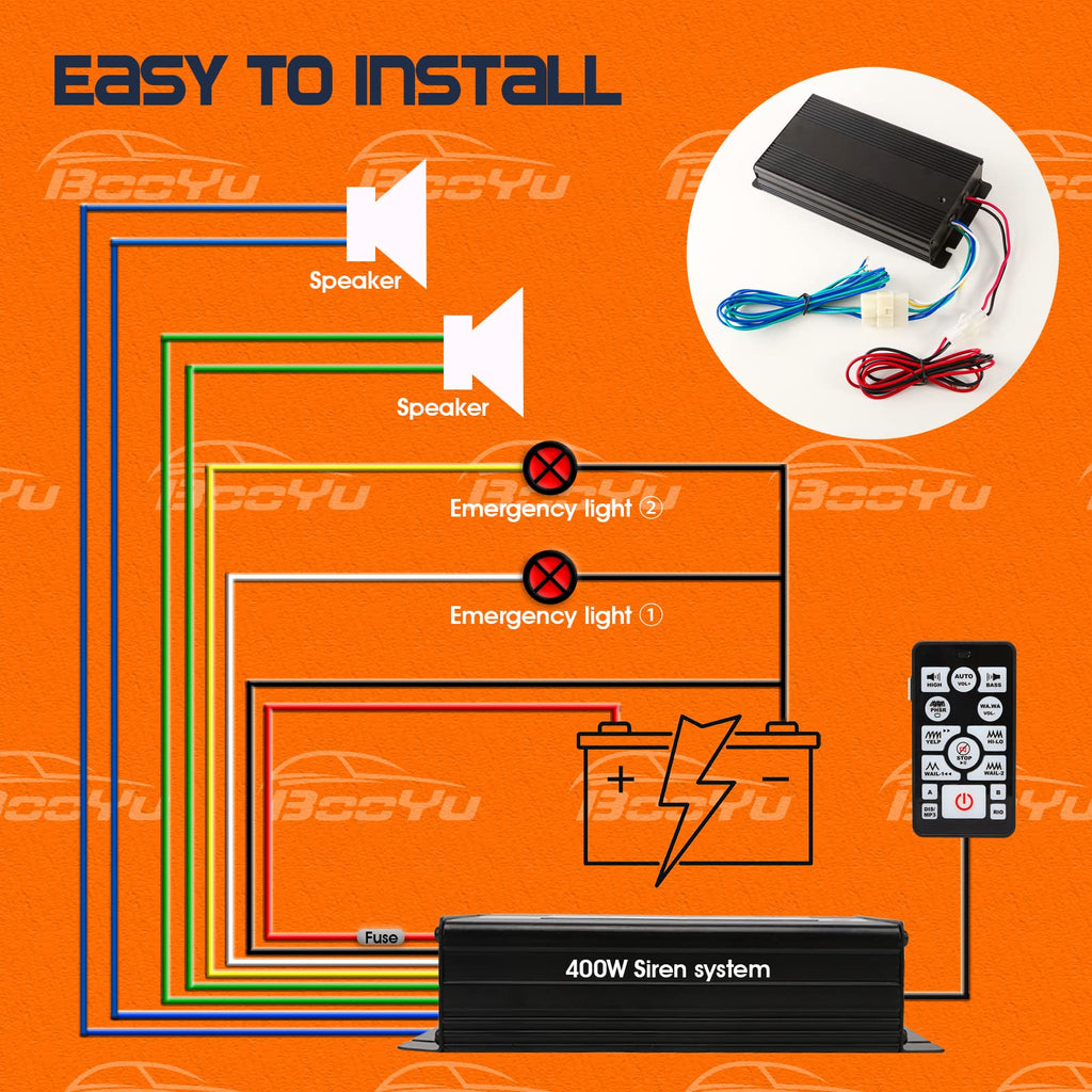 12V 400W 37 Tones Warning Emergency Siren PA System H73083