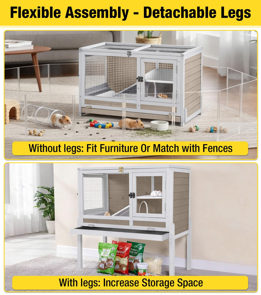 Brown Guinea Pig Cage with Sliding Tray and Ramp U34887