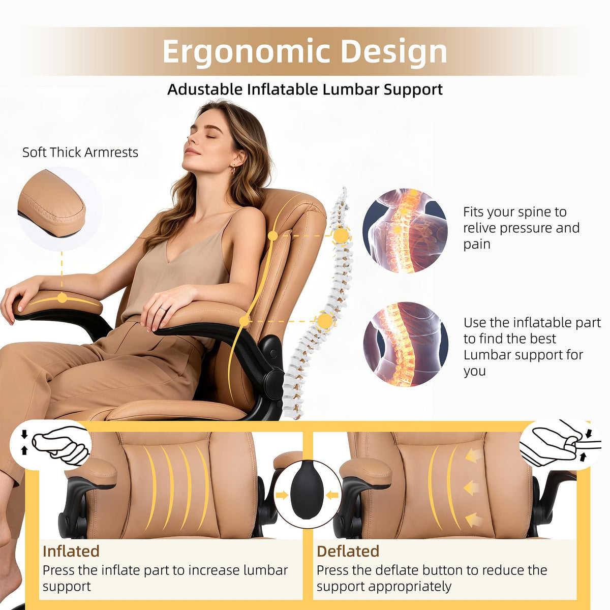 Brown PU Leather Drafting Chair X7182