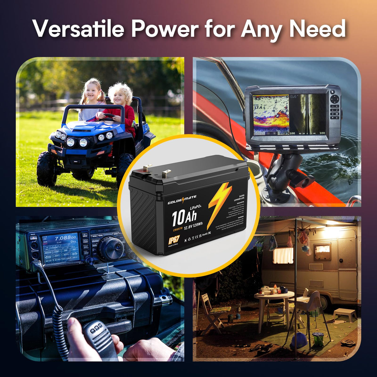12V 10Ah Lithium LiFePO4 Battery 2 Packs D517073