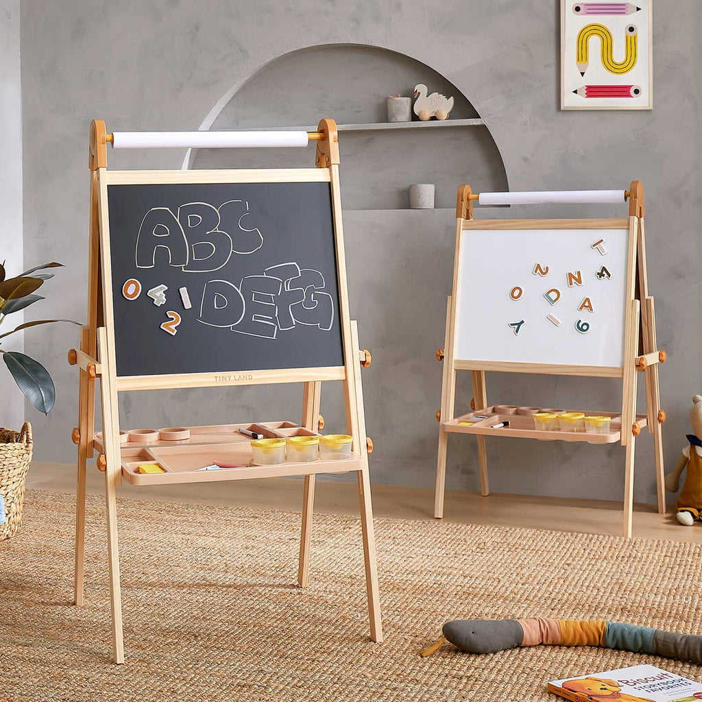 Foldable Wooden Art Easel with Chalkboard & Whiteboard R6178