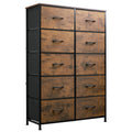 Rustic Brown Wood Grain Print Tall Dresser Y8074