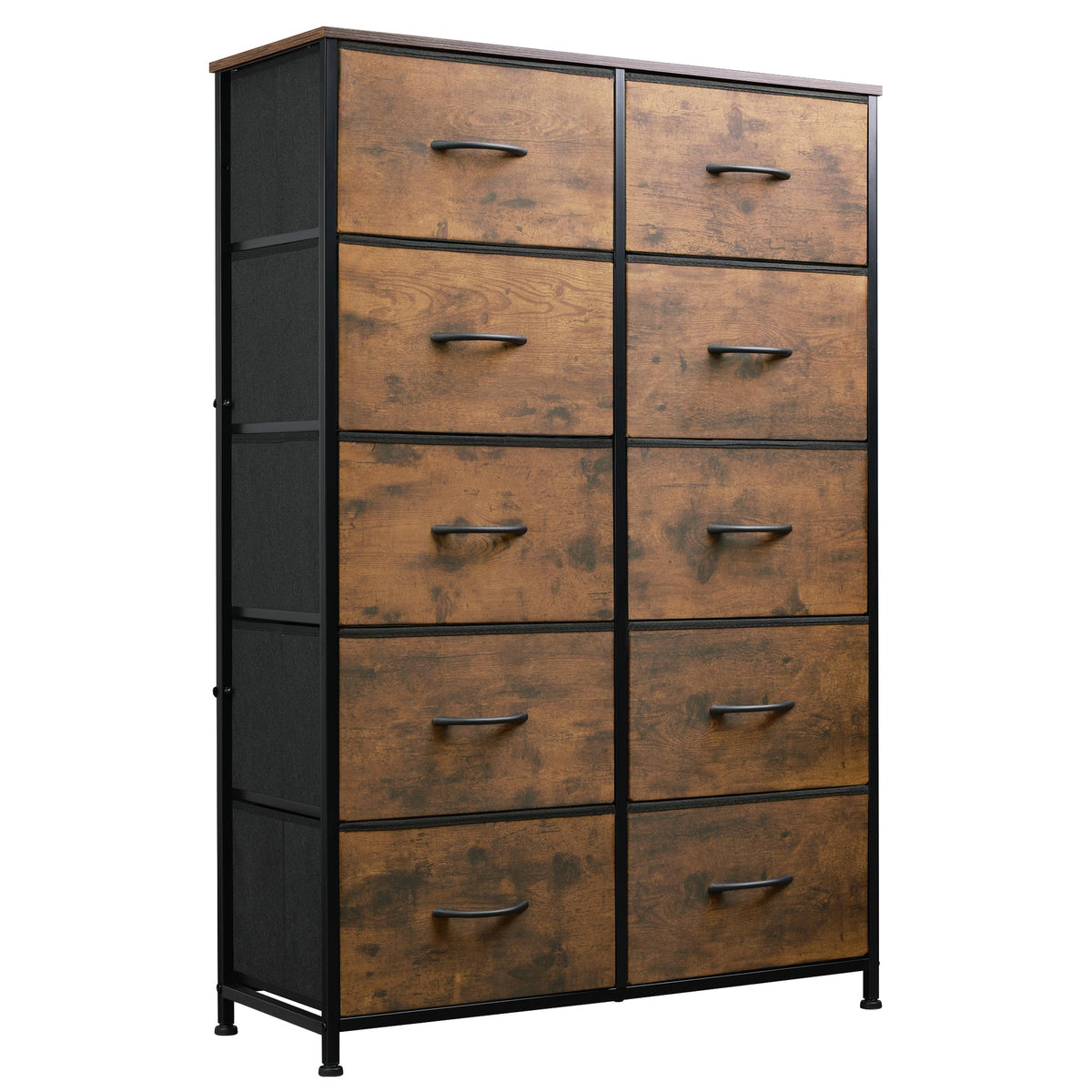 Rustic Brown Wood Grain Print Tall Dresser Y8074