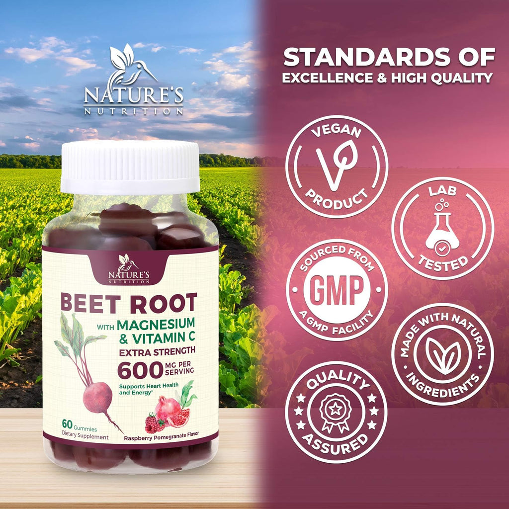 Beet Root Gummies with Beetroot Powder & Vitamin C, Berry Flavored, 60 Gummies X71506