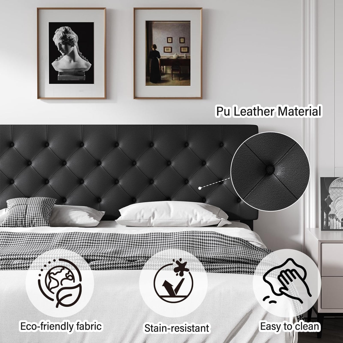 Queen Faux Leather Bed Frame with Headboard X333975