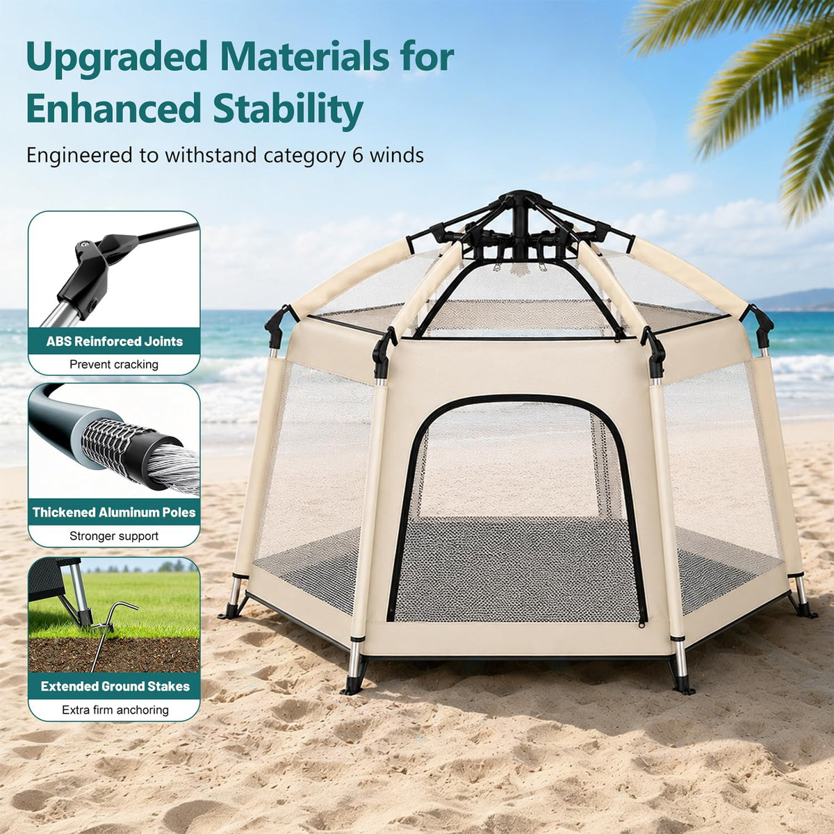 Foldable Baby Playpen with Canopy B37504