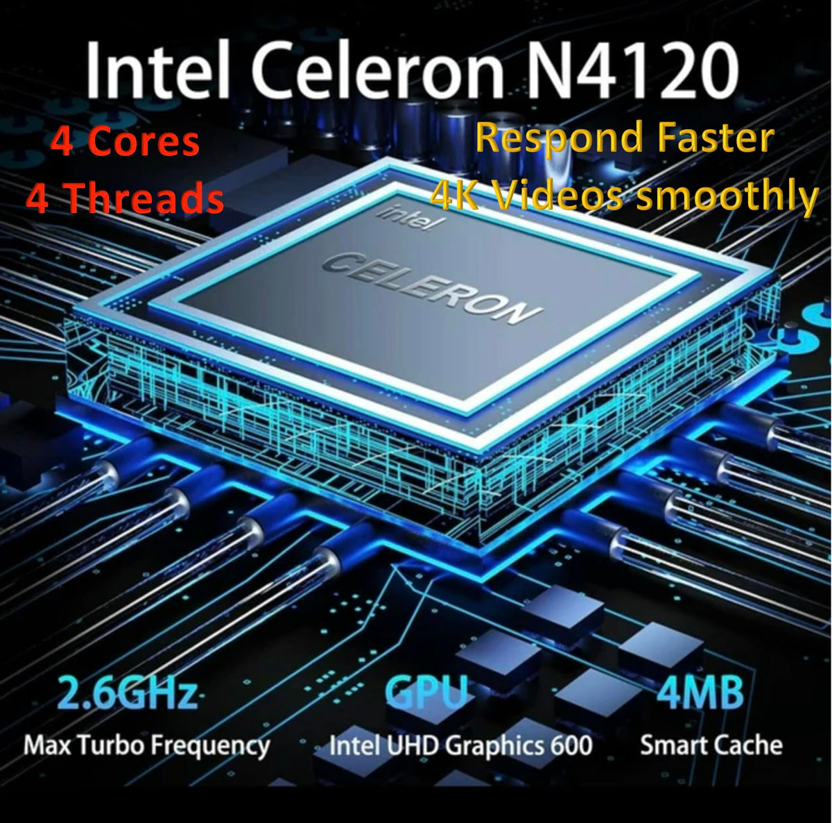 14" Ultral Light Thin Laptop, Quad-Core Intel Celeron, 16GB RAM, 564GB, Windows 11 S, Royal Blue X37924