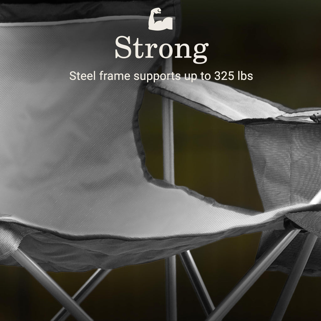 Portable Camping Chair with 4-Can Cooler, Cushioned Seat, Side Pockets & Cup Holder, Carry Bag M5361