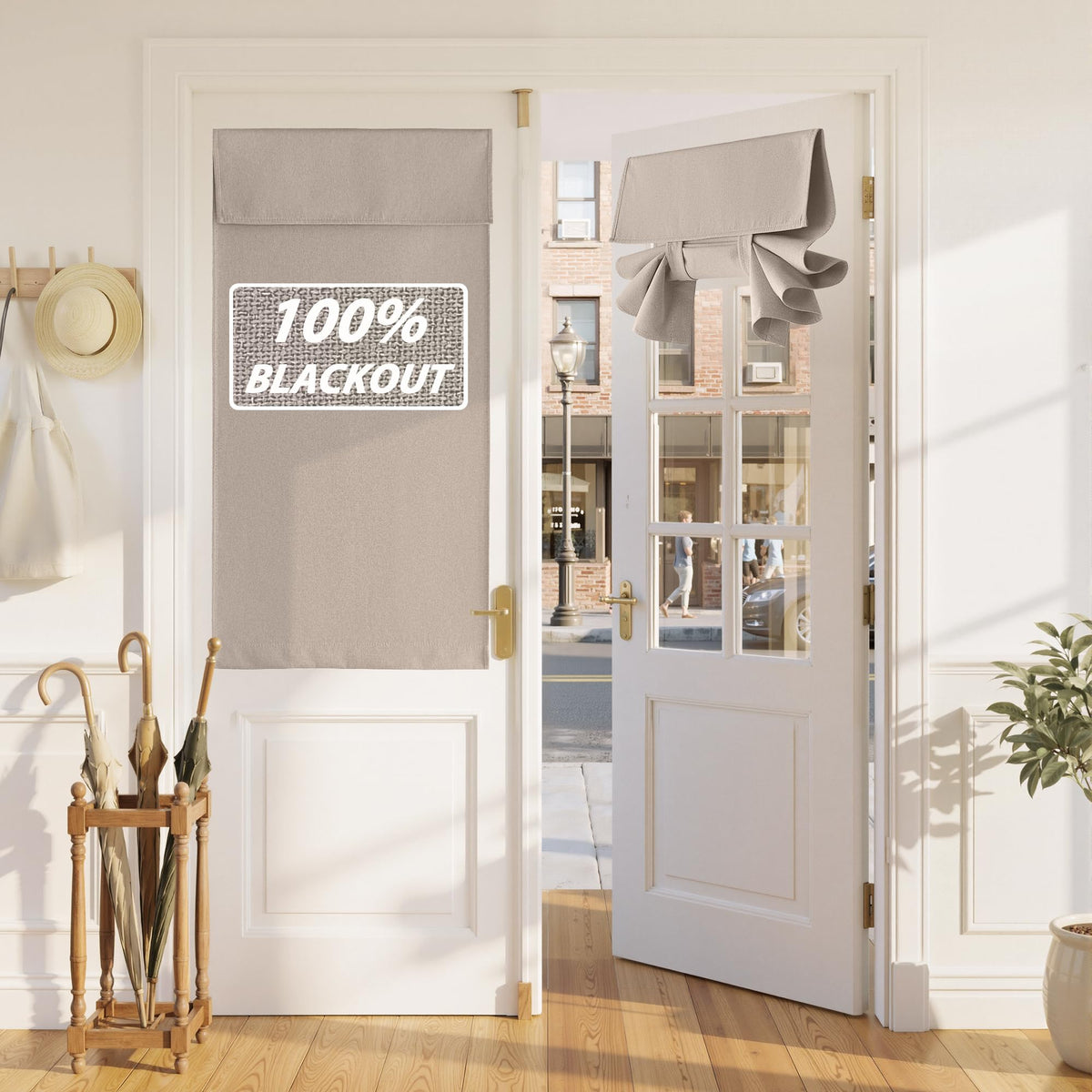 100% Blackout Linen French Door Curtain R865261