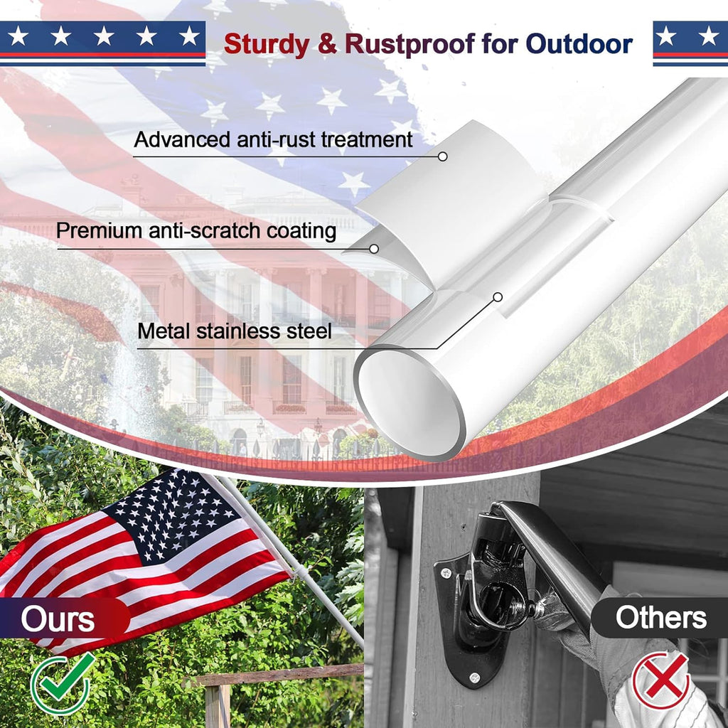 5ft Heavy Duty Tangle Free Flag Pole Kit with 3x5 Embroidered American Flag C938958