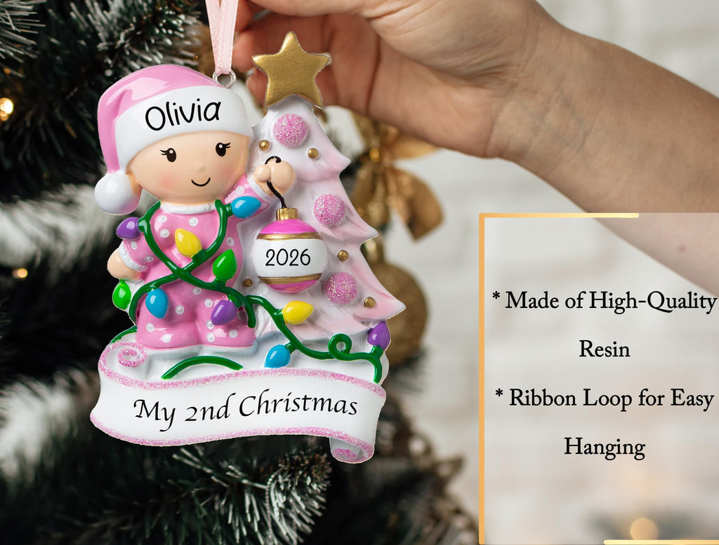 Baby's Second Christmas Ornament 2026 Pink D831653