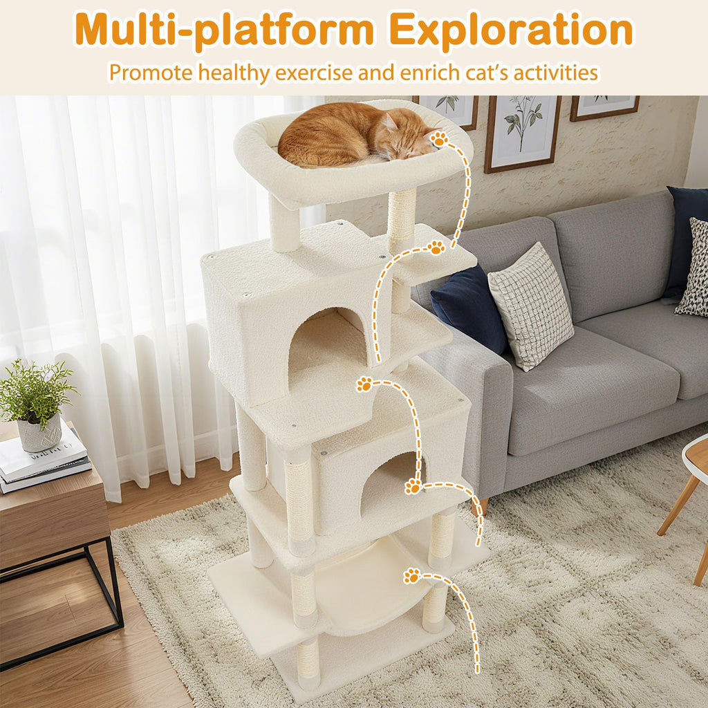 70 Inch Multi-Level Cat Tree with Sisal Scratching Posts and Condos B4723