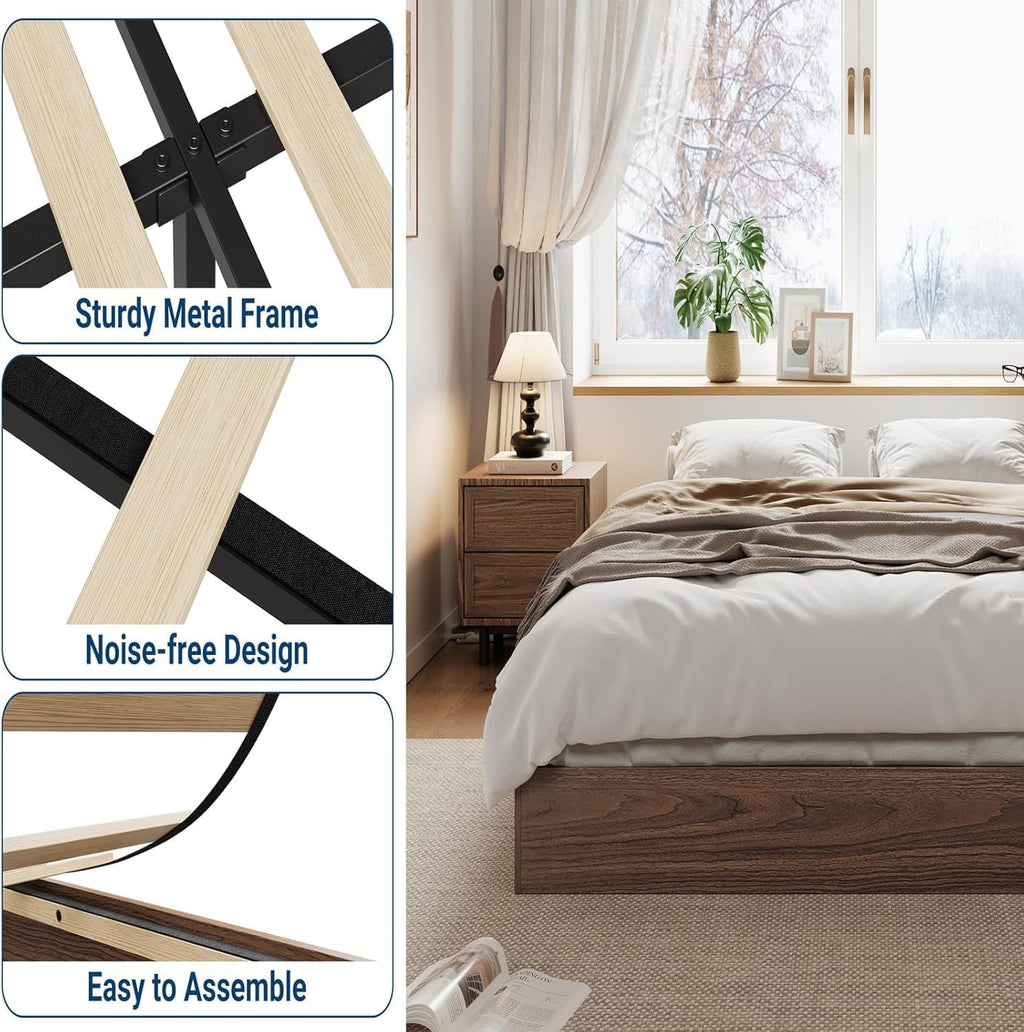 Wooden California King Size Platform Bed Frame L216203