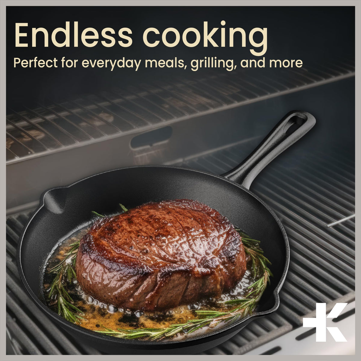10" Pre Seasoned Cast Iron Skillet with Glass Lid R302