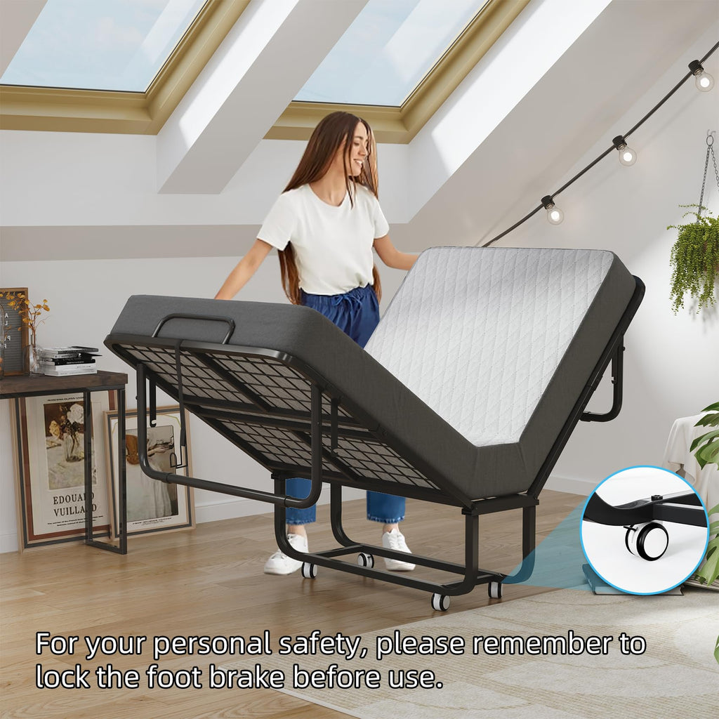Folding Bed with 5" Memory Foam Mattress Cot Size I915