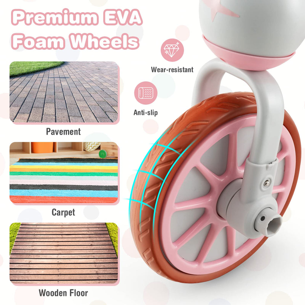 4 in 1 Tricycle with Adjustable Seat & Push Handle, Removable Pedals & Training Wheels, Pink B618